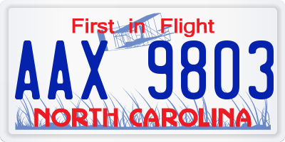 NC license plate AAX9803