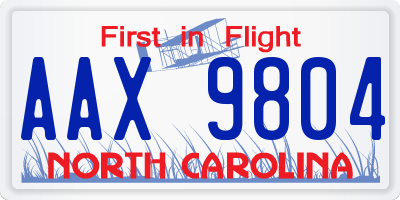 NC license plate AAX9804
