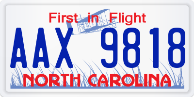 NC license plate AAX9818