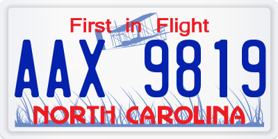 NC license plate AAX9819