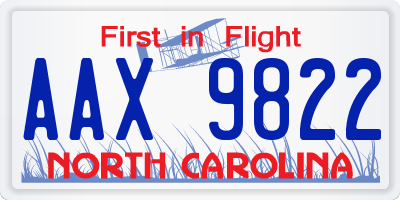 NC license plate AAX9822