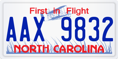 NC license plate AAX9832