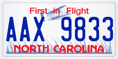 NC license plate AAX9833