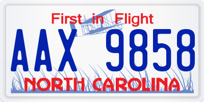 NC license plate AAX9858