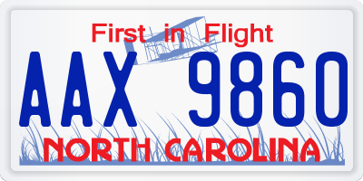 NC license plate AAX9860
