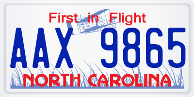NC license plate AAX9865