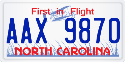 NC license plate AAX9870