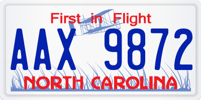 NC license plate AAX9872