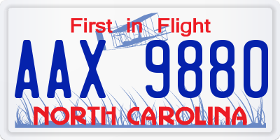 NC license plate AAX9880