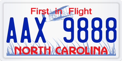 NC license plate AAX9888