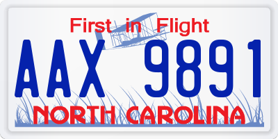NC license plate AAX9891