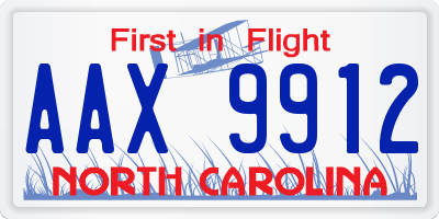 NC license plate AAX9912
