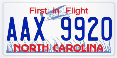 NC license plate AAX9920