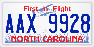 NC license plate AAX9928