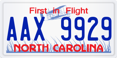 NC license plate AAX9929
