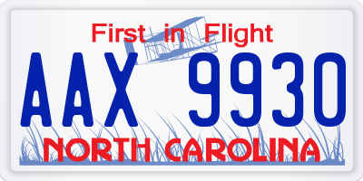 NC license plate AAX9930