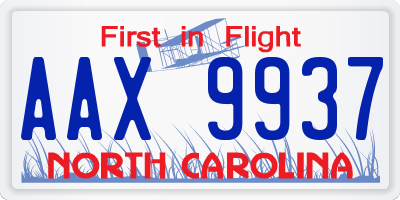 NC license plate AAX9937
