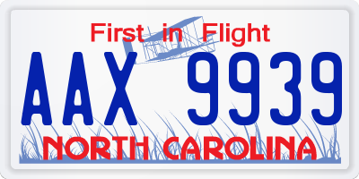 NC license plate AAX9939