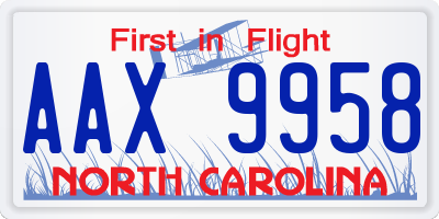 NC license plate AAX9958