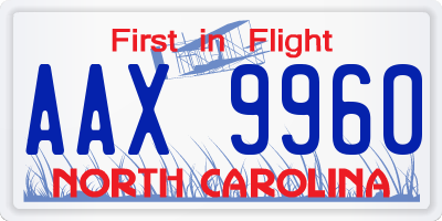 NC license plate AAX9960