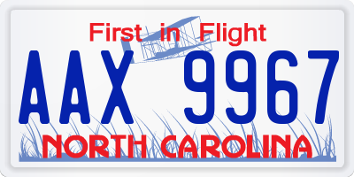 NC license plate AAX9967