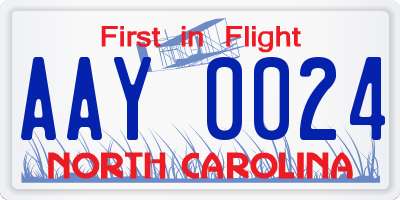 NC license plate AAY0024