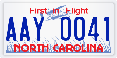 NC license plate AAY0041