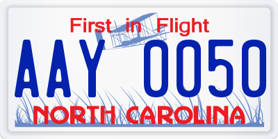 NC license plate AAY0050