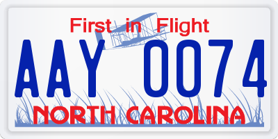 NC license plate AAY0074