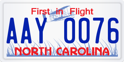 NC license plate AAY0076