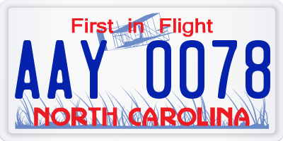 NC license plate AAY0078