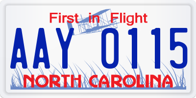 NC license plate AAY0115