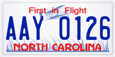 NC license plate AAY0126