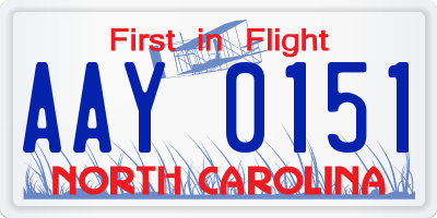 NC license plate AAY0151