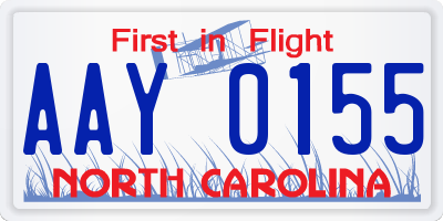NC license plate AAY0155
