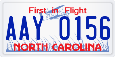 NC license plate AAY0156