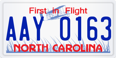NC license plate AAY0163