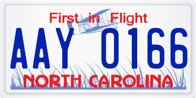 NC license plate AAY0166