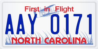 NC license plate AAY0171
