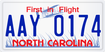 NC license plate AAY0174
