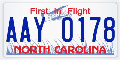 NC license plate AAY0178