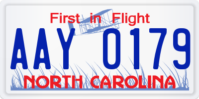 NC license plate AAY0179