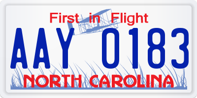 NC license plate AAY0183