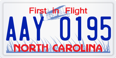 NC license plate AAY0195