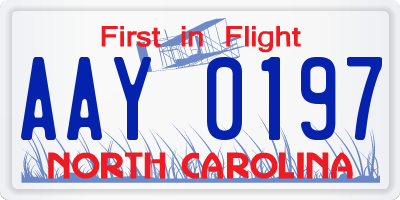 NC license plate AAY0197