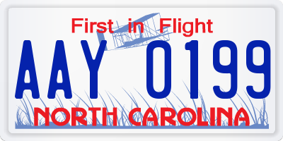 NC license plate AAY0199