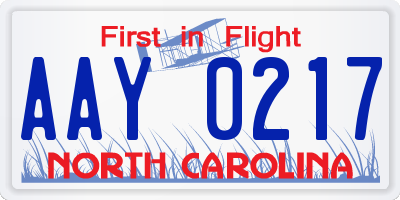 NC license plate AAY0217