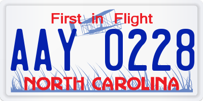 NC license plate AAY0228