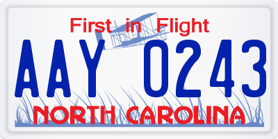 NC license plate AAY0243