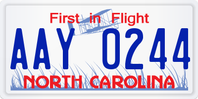 NC license plate AAY0244